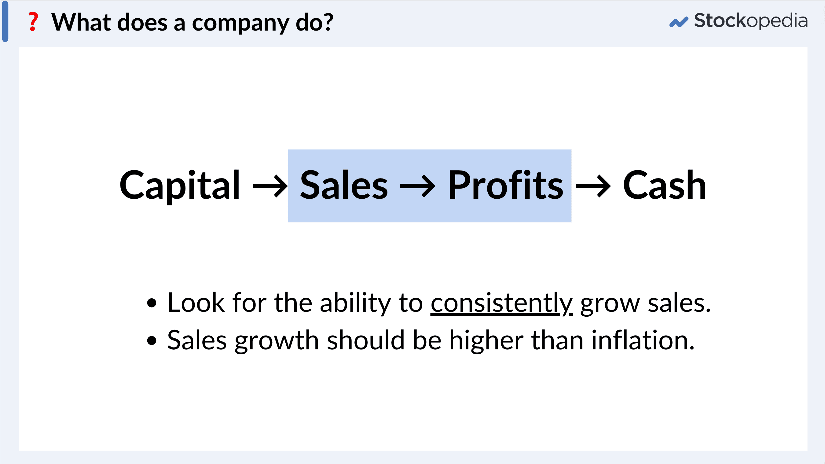 Capital, Sales, Profits, Cash